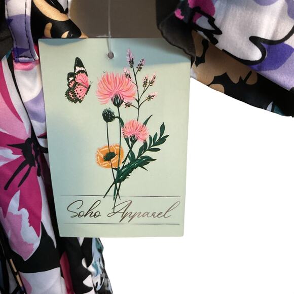 SoHo Apparel Robe Plus Size 1XL Pink Purple Short Silky Relaxed Fit Tie Belt - Picture 4 of 10